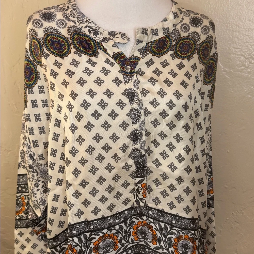 Johnny Was 100% Silk Tunic Cory Boxy Top